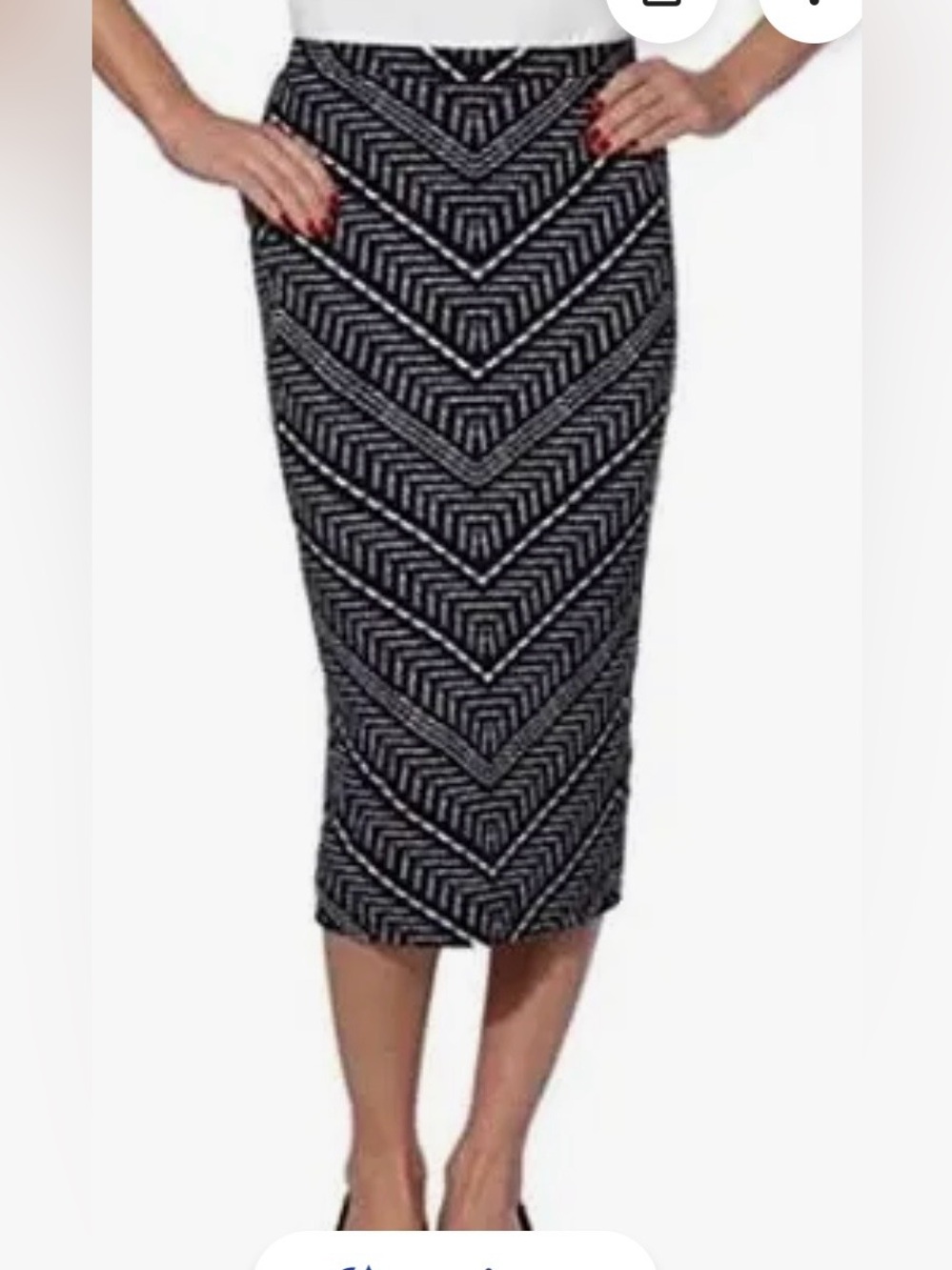 👗Matty M Black and White Patterned Pencil Skirt